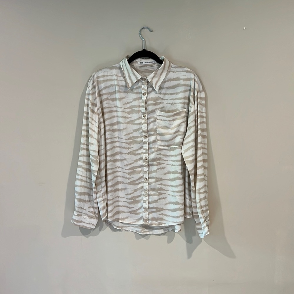 12th Tribe X The Salty Blonde Animal Print Blouse Women's Size L